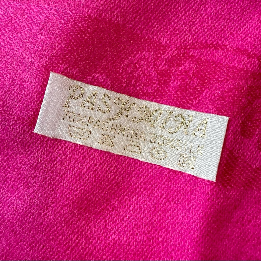 Pashmina Woman Pink Pashmina & Silk Bled Scarf Classic Luxury Feminine Luxury - Picture 3 of 5